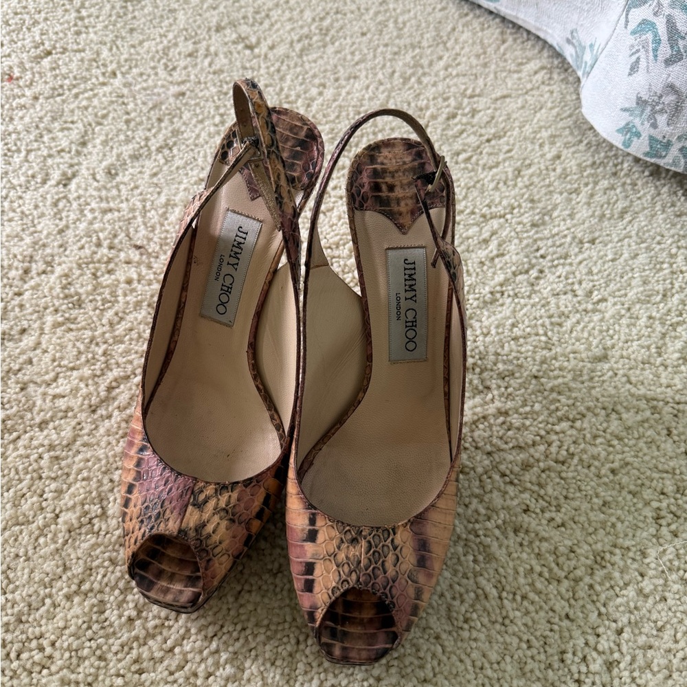 Jimmy Choo Snakeskin Slingback Heels